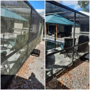 Residential Pressure Washing Enclosures and Pavers around Pool