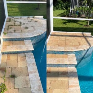 Residential Pressure Washing Enclosures and Pavers around Pool