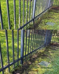 Power Wash Rod Iron Fence Before and After