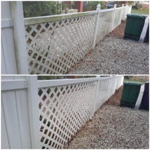 Outside Plastic Fence Power Wash Before and After