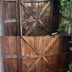 Outside Wood Fence Power Wash Before and After