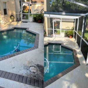 Swimming Pool Pavers Power Wash Before and After