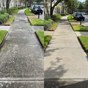 Sidewalk Power Washing Before and After